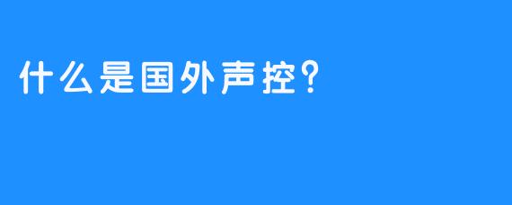 什么是国外声控？