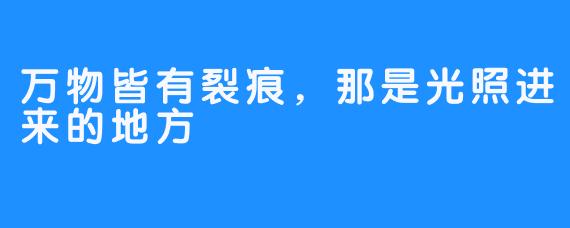 万物皆有裂痕，那是光照进来的地方