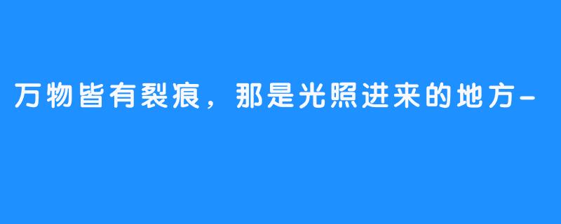 万物皆有裂痕，那是光照进来的地方-