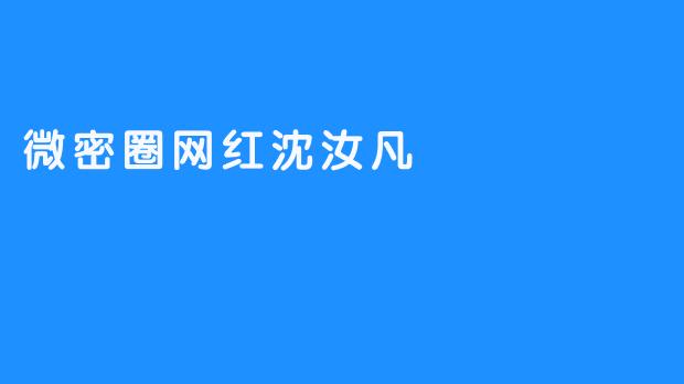“沈汝凡：从微密圈网红到现象级IP的破圈之路”