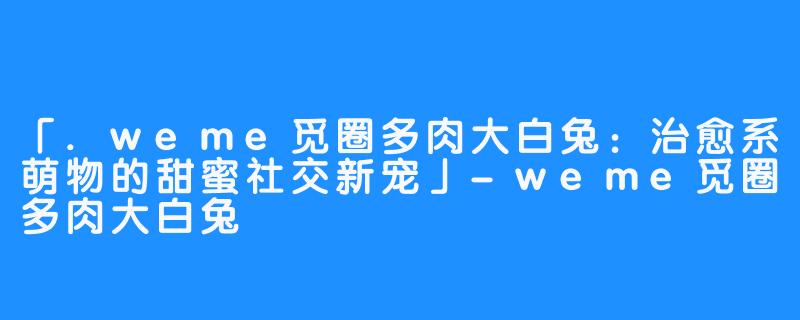 「.weme觅圈多肉大白兔：治愈系萌物的甜蜜社交新宠」-weme觅圈多肉大白兔