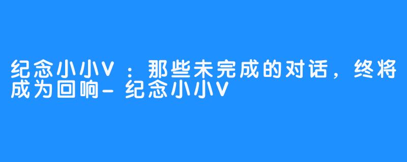 纪念小小V：那些未完成的对话，终将成为回响-纪念小小V