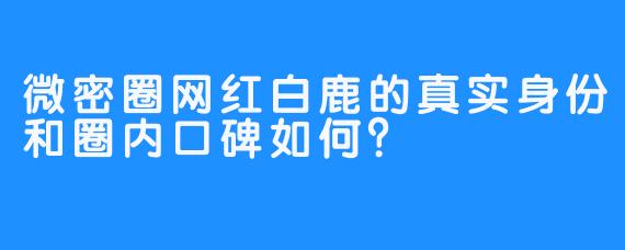 微密圈网红白鹿的真实身份和圈内口碑如何？