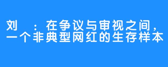 刘玥:在争议与审视之间,一个非典型网红的生存样本