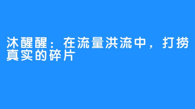 沐醒醒:在流量洪流中,打捞真实的碎片