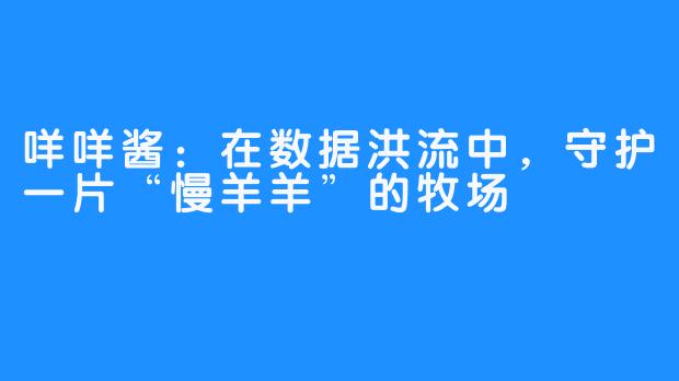 咩咩酱：在数据洪流中，守护一片“慢羊羊”的牧场