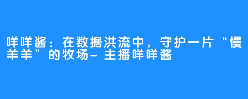 咩咩酱：在数据洪流中，守护一片“慢羊羊”的牧场-主播咩咩酱